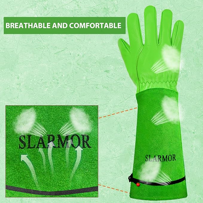 SLARMOR Long Gardening-Gloves Women/Men-Thorn proof Rose Pruning Heavy Duty Gauntlet, Best Garden Gifts for Gardener-M
