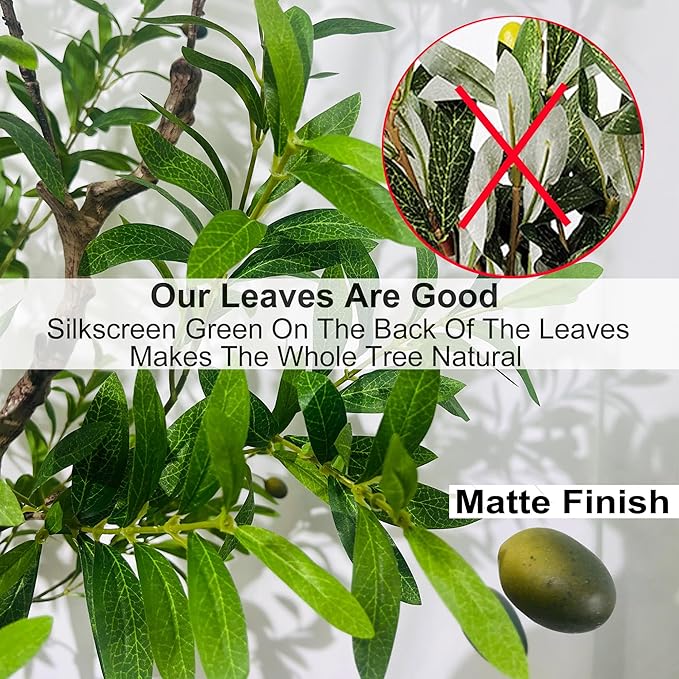 Niwellveb Faux Olive Tree Fake Tree Artificial Indoor 7 Feet (84 inches) Realistic Potted Silk Indoor Large Fruit for Home Offices, Living Rooms, Bedrooms, Stairs and Foyer Decor