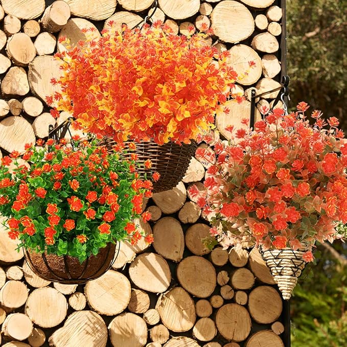 ArtBloom 6 Bundles Artificial Fall Flowers No Fade Faux Autumn Plants, Fake Indoor Outdoor Greenery for Thanksgiving Christmas Wedding Party Home Garden Fireplace Décor (Multi)