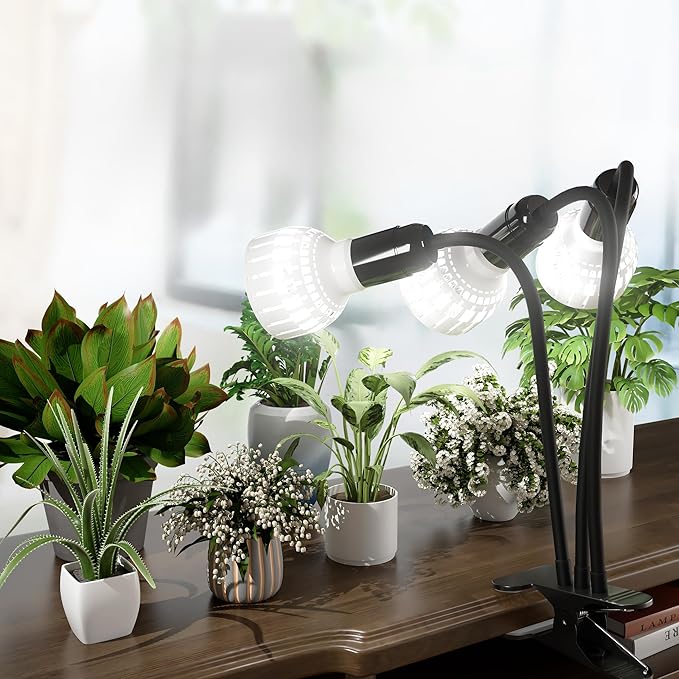 GooingTop Grow Light,36W (240Watts Equiv) 5000K White Full Spectrum LED Growing Lamp Clip on Desk for Indoor Plants,Bulbs Replaceable & Non-dimmable
