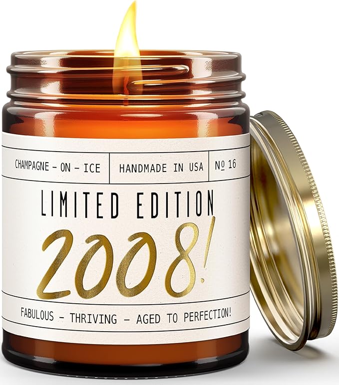 18th Birthday Gifts for Girls - 'Limited Edition 2008' Soy Candle, w/Sparkling Berries & Fruit I 18 Gifts for Women I 18th Birthday Gift for Her Ideas I 9oz Reusable Jar, 50Hr Burn, Made in USA