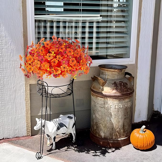 INXUGAO Artificial Fake Mums Fall Flowers for Outdoor Outside Decoration 12 Bundles Faux Silk Flowers Plants Realistic Daisy UV Resistant Fall Décor Autumn Front Door Porch Patio Yard Decoration