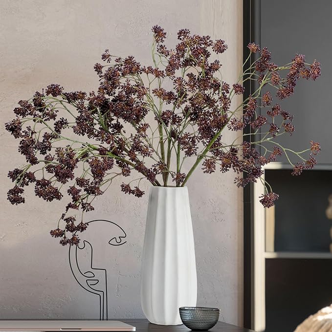 3 Pcs Plum Faux Berry Stems Artificial Dusty Sedum Berry Stems Picks Branches Faux Spray for DIY Holiday Farmhouse Home Mantel Harvest Decorations (16 Inch)