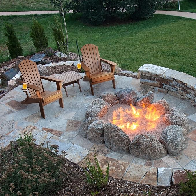 FUNBERRY Folding Adirondack Chair Set of 3, All Weather HDPE Fire Pit Chairs with Cup Holder for Outdoor