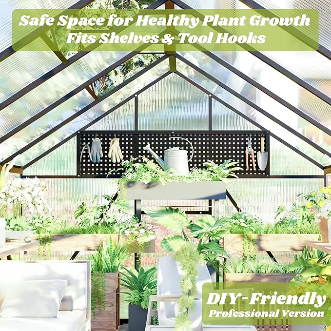 8x8 FT Greenhouses for Outdoors, Polycarbonate Greenhouse with PC Panels, Greenhouses for Outdoors for Yard, Garden, Hobby, Dark Grey