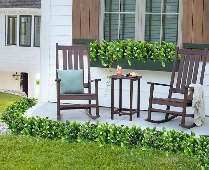 RECUTMS Artificial Shrubs Plastic Plants Fake Grass Leaves Bean Flowers Simulation Greenery Bushes Indoor Outdoor Home Garden Yard Veranda Office Planter Filler Wedding Decoration 10 Pcs (Fuchsia)