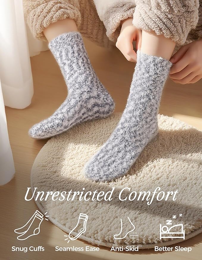 TEHOOK Warm & Cozy Valentines Gifts for Women, Fluffy Fuzzy Plush Sleeping Slipper Socks - Soft Warm Fabric