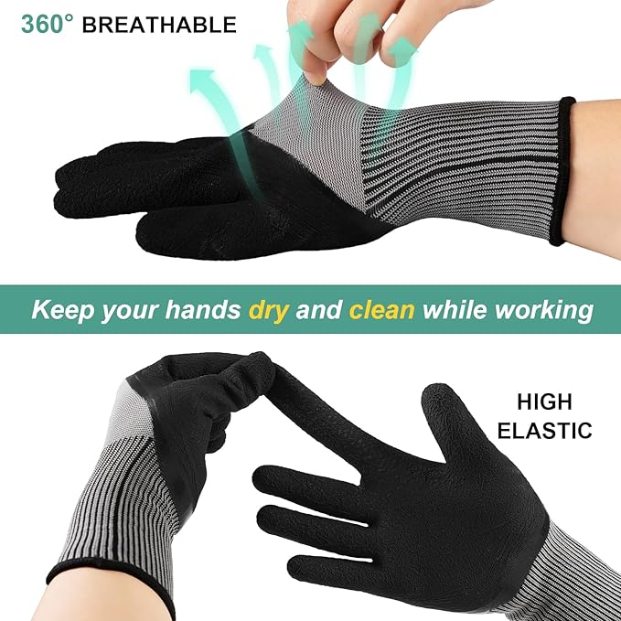 Trifabricy Garden Gloves for Women/Men - 6 Pairs Latex Gardening Gloves with Grip, Protective Work Gloves for Lawn Yard