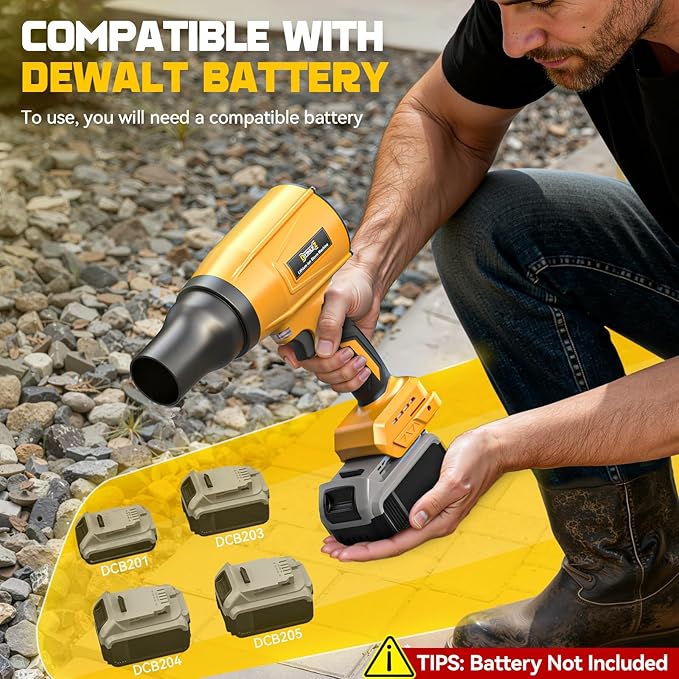 800,000RPM Cordless Leaf Blower Compatible with Dewalt 20V (Tool Only), Brushless Motor, Adjustable Speed, Lightweight Portable Electric Blower for Car, Patio, Garden (Without Battery)