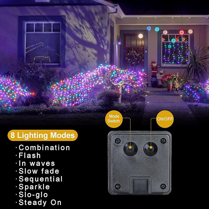 4 Pack Solar Fairy Lights 131.2Ft 400 LED, Twinkle Lights with 8 Modes, Waterproof Silver Wire String Lights for Garden Patio Party Weding Decorations (Multicolor)