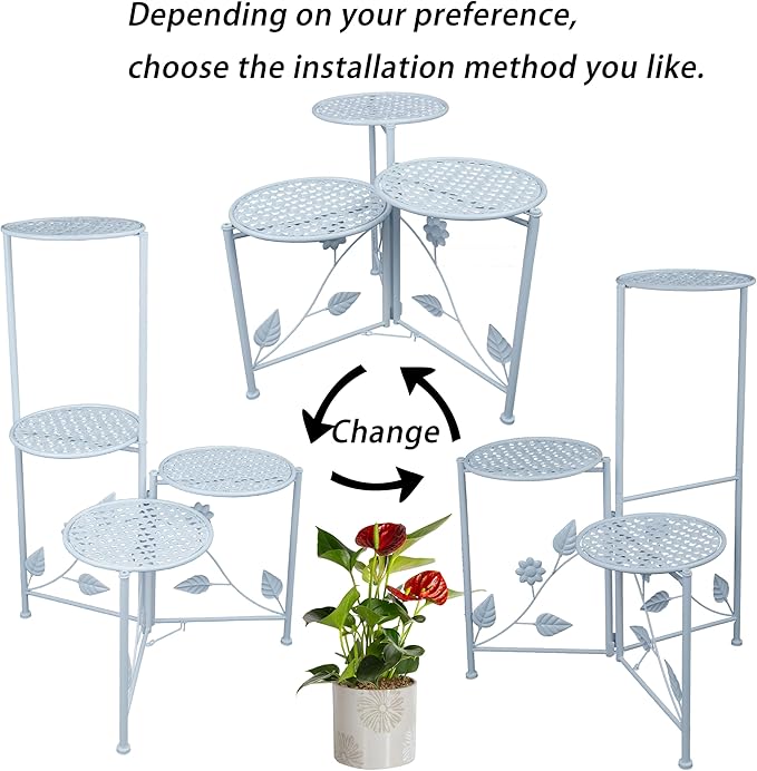 NAKUPE Plant Stand Indoor Outdoor, 3/4 Tier 30" Tall Metal Flower Pot Holder Shelves for Multiple Plants, Multi Tiered Planter Rack Display Shelf for Patio Garden Living Room Corner(White)