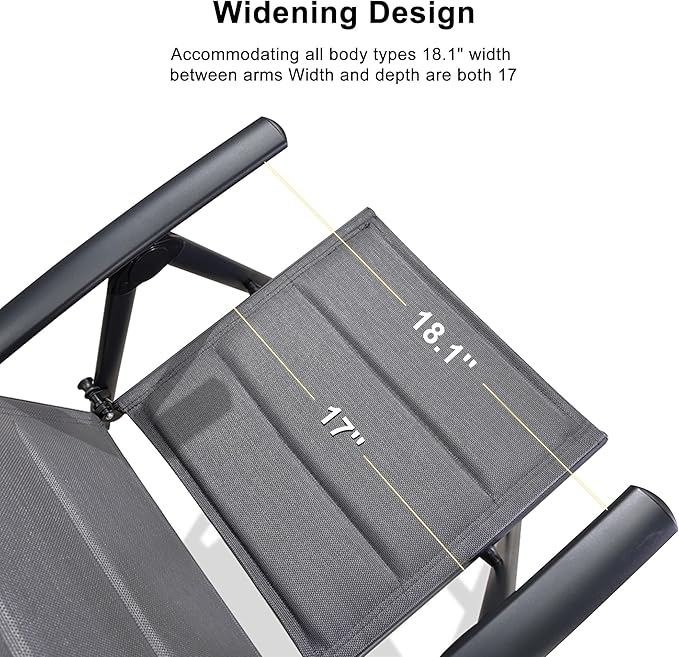 PURPLE LEAF Patio Folding Chairs 4 Pack Outdoor Aluminum Metal Dining Chairs with Padded Seats and Adjustable Backrest Heavy Duty Camping Chairs for Outside, Grey