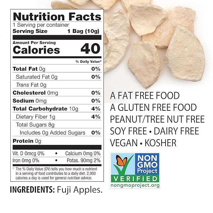 Brothers All Natural Freeze Dried Fruit Crisps, Fuji Apple, 0.35 Oz (Pack of 24), Made with 100% Fruit, Gluten Free, Soy Free, Vegan, Healthy Snack, Lunch Box Ready
