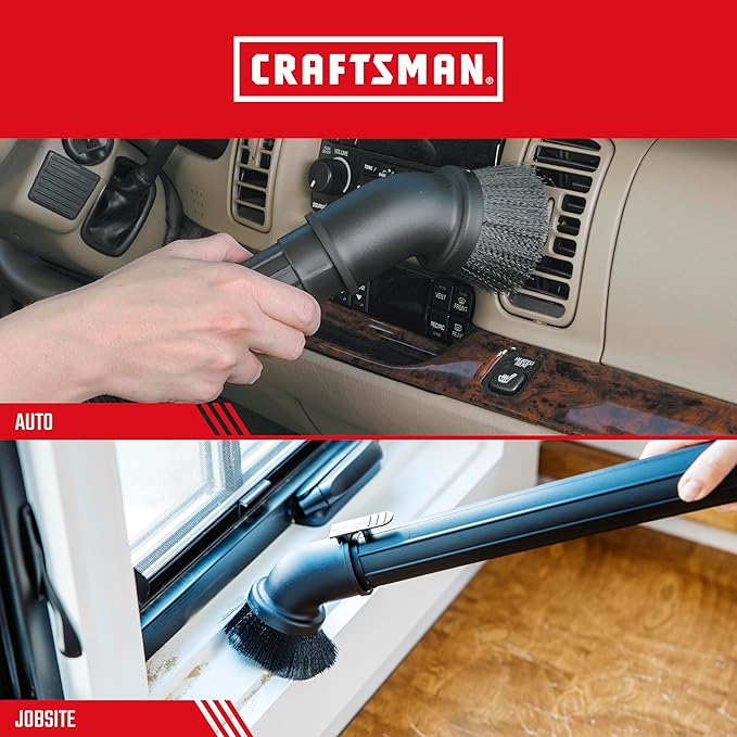 CRAFTSMAN CMXZVBE38725 1-7/8 in. Dusting Brush Wet Dry Vac Attachment, Industrial-Grade Shop Vacuum Accessory for Cleaning Stubborn Debris, Fits 1-7/8 in. Hose Diameter