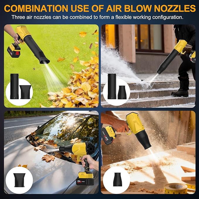 Leaf Blower Cordless with Battery and Charger,500,000 RPM Turbo Jet Blower,Handheld Leaf Blowers for Lawn Care,Portable Lightweight Grass Blower for Yard, Patio & Outdoor Use