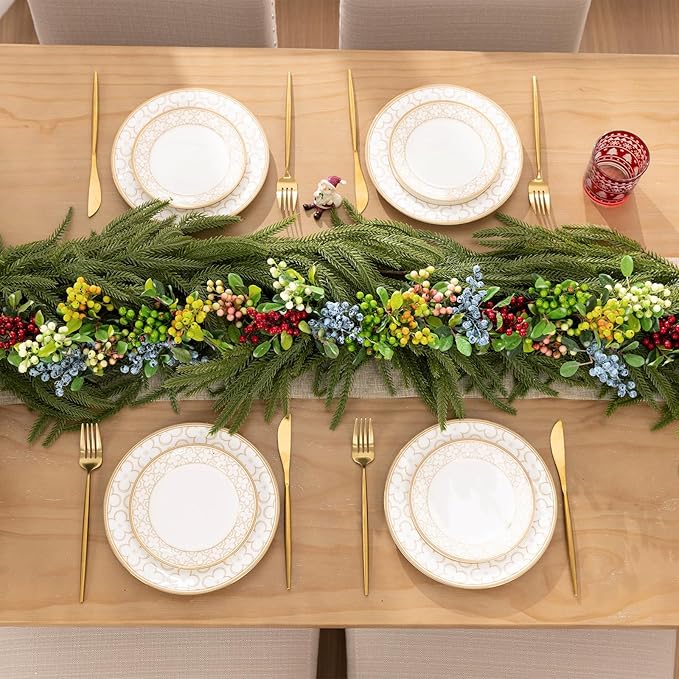 SHACOS 20 PCS Artificial Berry Stems Assorted Mixed Color, Fake Berries Branches Spray with Green Leaves 9.8 inch Small Berry Picks for Floral Crafts Centerpiece Bouquet Filler Home Wedding Decor