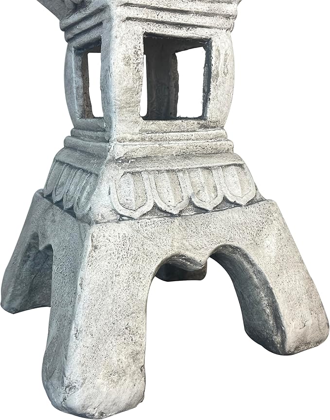 GRASOLAR 35.5’’High Asian Zen Pagoda Magnesium Oxide Tall Lantern Statue Outdoor Sculpture for Garden Backyard Decor Pagoda Statue Miniature Tower Lantern Landscape Garden Decoration