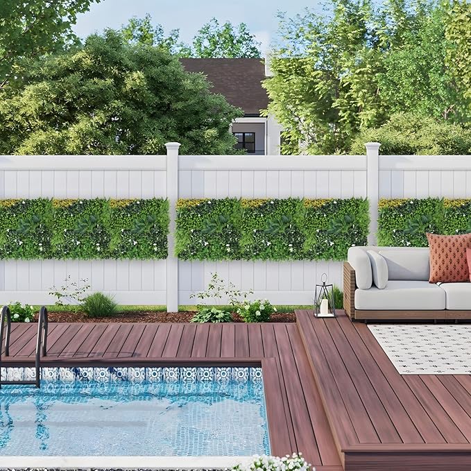 ANMINY Grass Wall Panels 40" x 40" Pack of 2 Artificial Grass Plant Greenery Wall Backdrop 22 Sqft Thickened High-Density Faux Boxwood Panels Privacy Fence Indoor Outdoor Party Wedding Garden Decor