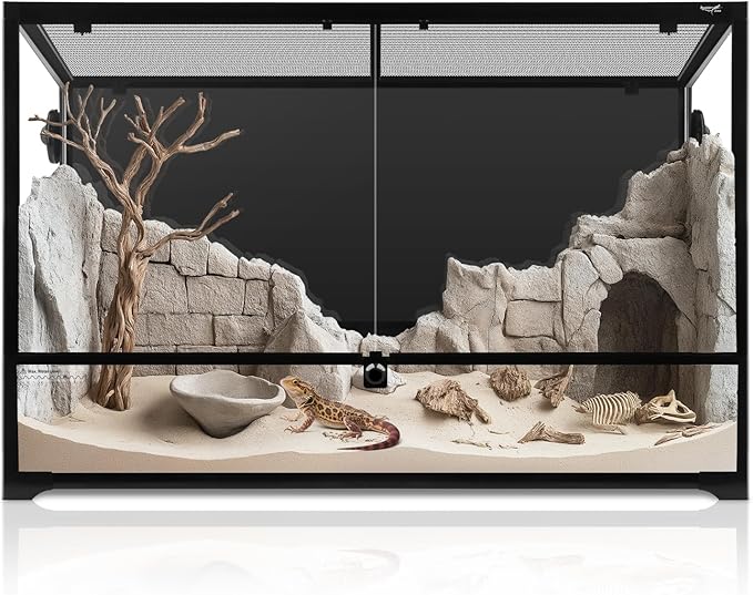 67 Gallon Reptile Tank Large Full Glass Terrarium, Bearded Dragon Tank Front Opening Reptile Enclosure Cage with Anti Escape Ventilated Top Lid for Snake Gecko Lizard Turtle 36''x18''x24''