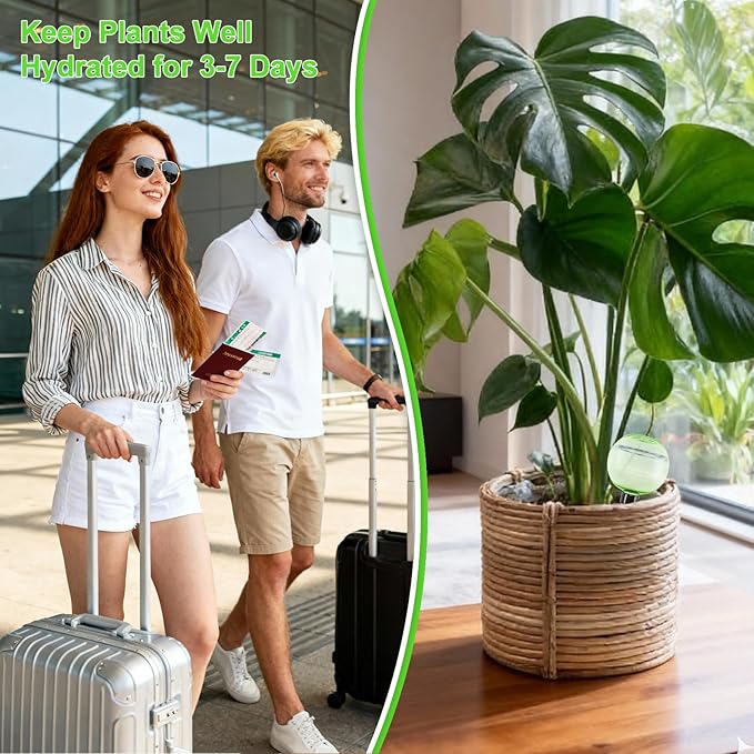 2 Pack Self Watering Globes 17oz Large Plant Watering Globes Top Fill, Self Water Planter Insert Indoor/Outdoor Plastic Water Bulbs Slow Release Terracotta for Plants, Green