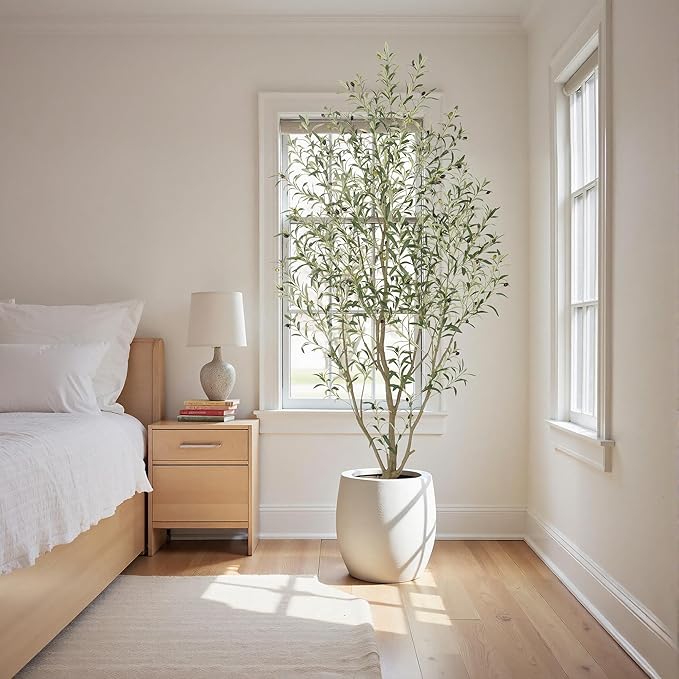 Nafresh Super Full Faux Olive Tree, 7FT Artificial Olive Tree Indoor, Fake Silk Trees with Realistic Leaves and Lifelike Fruits for Indoor Outdoor Living Room Corner Office Bedroom Home Decor