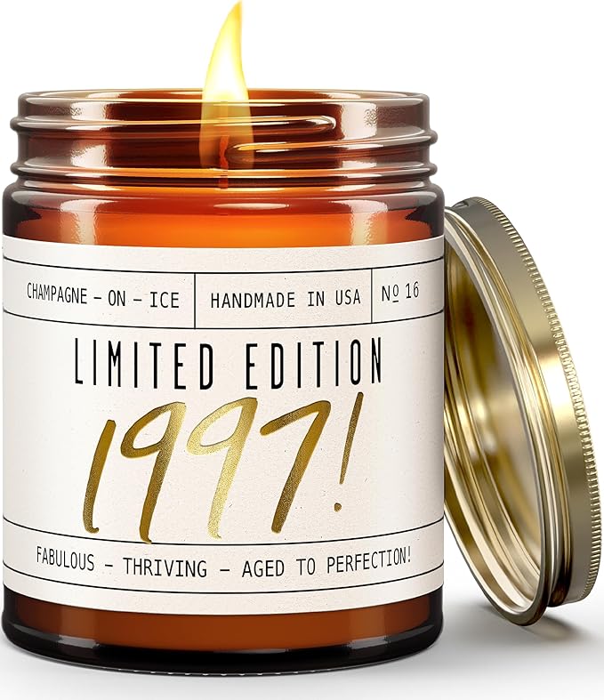 29th Birthday Gifts for Women - 'Limited Edition 1997' Soy Candle, w/Champagne on Ice I 29 Birthday Gift for Her Ideas I 9oz Reusable Jar, 50Hr Burn, Made in USA