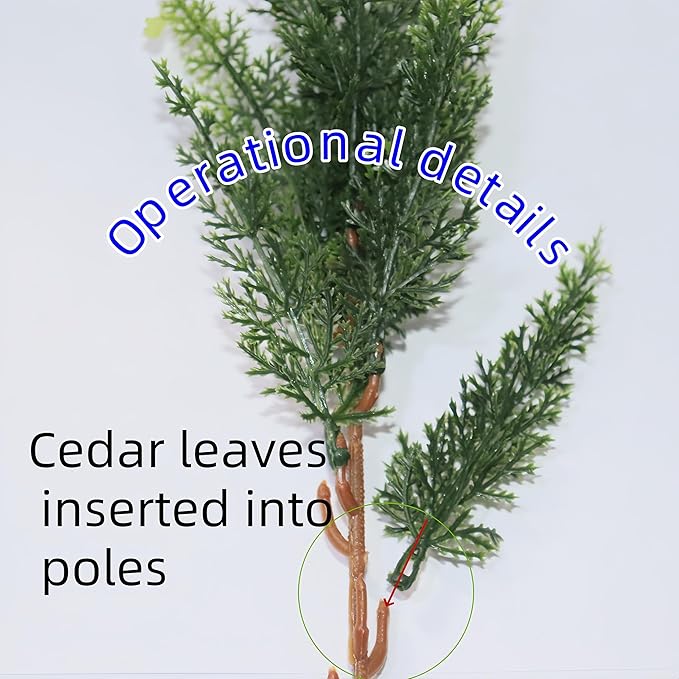 Artificial Cedar Tree Branch Accessories - 4pcs 9 Inch Simulated Tree Branch Plants, Hand Trimmed, UV Resistant, Low Maintenance, Suitable for Indoor and Outdoor Decorations (9 Inch)