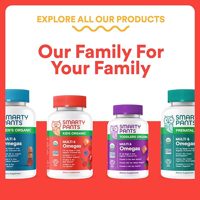 SmartyPants Kids Multivitamin Gummies - Improved Formula: Omega 3 (DHA/EPA), Vitamins D3, C, B12, B6, Vitamin A, K & Zinc, Gluten Free, Cherry Berry Punch Flavors, 60 Count (30 Day Supply)