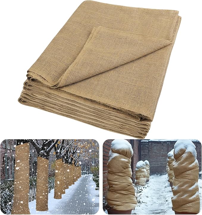 ANPHSIN 40ftx23.6in Natural Burlap Plant Covers Freeze Protection - Winter Frost Blankets Cloth Fabric Roll for Outdoor Bushes Trees Potted Plants Cold Weather