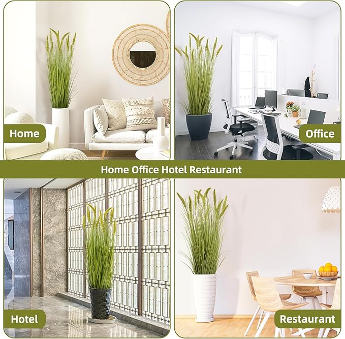 Ttranewsoo Green Onions Fake Plants,Artificial Plants Indoor, Fake Grass Decor Green Plant Fake Outdoor Flowers Fake Succulents,Artificial Tall Grass Plants with Pots House Decorative(47" 2 Pack)
