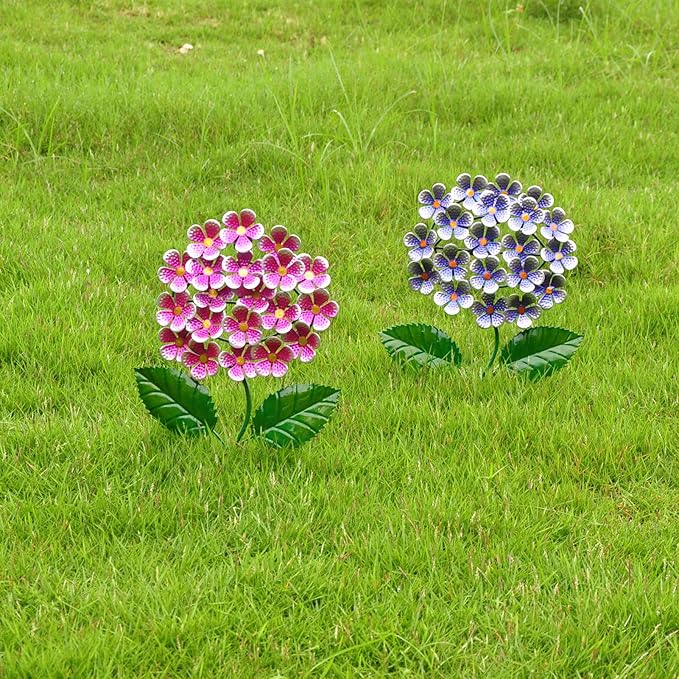 Wotieuns Metal Flowers Wall Art - Outdoor Decor Set of 2, Suitable for Patio, Fence, Garden, Yard, Indoor and Outdoor Use