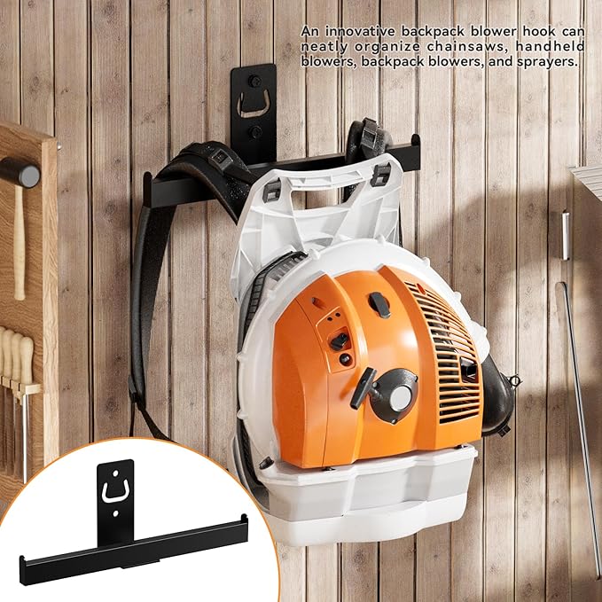 Backpack Leaf Blower Hanger, Backpack Sprayer Wall Mount,Heary Duty Chainsaw Blower Storage Organizer Holder for Garage Storage, Weed Eater Hanger, Lawn Care Accessories, 1 Pack
