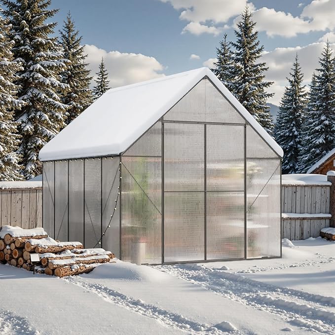 Green House for Outside, Greenhouse for Outdoor, Walk-in Garden Greenhouses, Heavy Duty Polycarbonate Greenhouse, Backyard Green Houses (8x10)