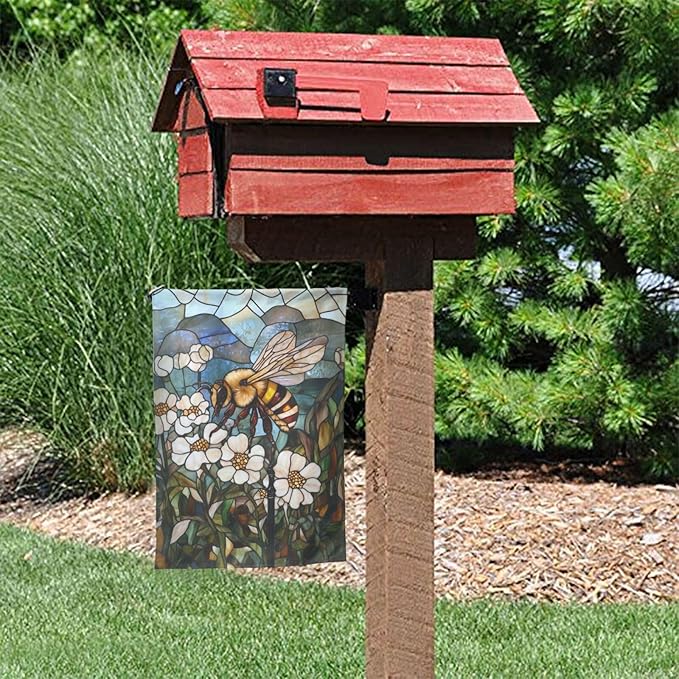 Glass Of Insect Garden Flag 12x18 Inch Double Sided All-Weather Polyester Outdoor Flag For Patio Lawn Yard And Garden Welcome Decor