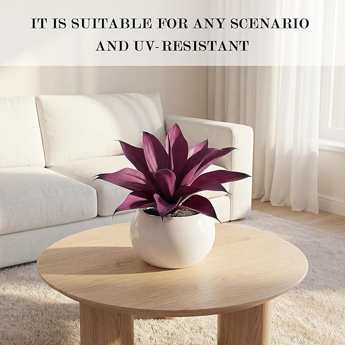 Artificial Agave 15In Faux Agave Fake Greenery Outdoor Artificial Plant Fake Plant for Indoor Home Decoration Plastic Plant Outdoor Decoration Front Porch Decor Simulation Plants 2Pack,Purple