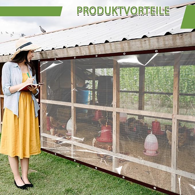 Clear Tarp Waterproof with Grommets 8x12-2Piece,Heavy Duty PVC Vinyl Tarps Cover,Transparent Tarpaulin Large (Small) for Outdoor/Camping/Plant/Garden/Chicken Coop/Cat Litter