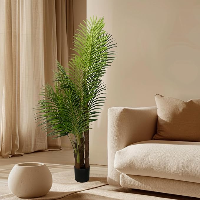 XBrand 59.1-Inches Artificial Palm Tree in Pot for Indoor Outdoor Home Office Store, Great Housewarming Gift