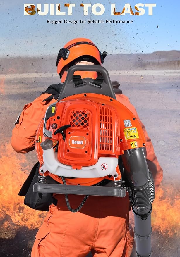 Gas Powered Backpack Leaf Blower – 65CC 2-Stroke Engine, 850 CFM & 220 MPH for Heavy Duty Commercial Lawn Care, Wet Leaf & Debris Removal (GT3672)