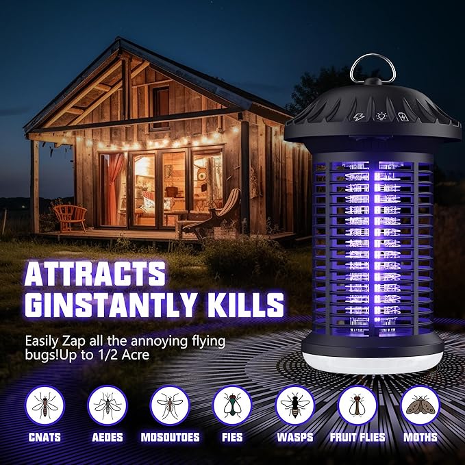 Zapper for Outdoor & Indoor, Safe for Kids & Pets, Covers 1500 Sq Ft, Family-Safe, Hanging Ring, Easy to Clean