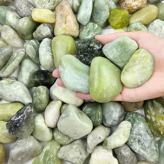 FANTIAN 5 lbs Green River Rocks for Plants, 2-3 Inch Large Pebbles for Indoor Plants, Decorative Stones Rocks for Succulent, Landscaping, Vases, Crafting and Garden