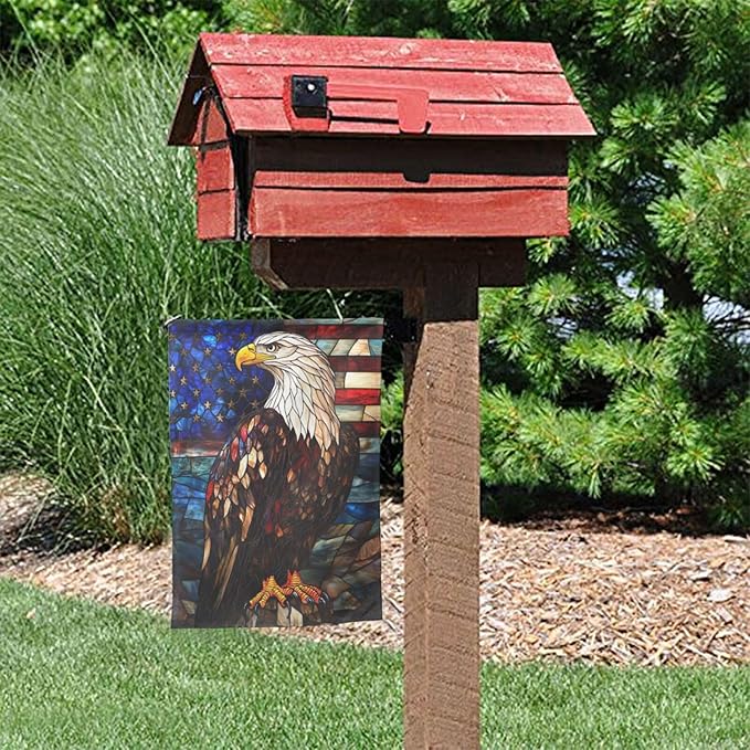 Glass Print Garden Flag 12x18 Inch Double Sided All-Weather Polyester Outdoor Flag For Patio Lawn Yard And Garden Welcome Decor