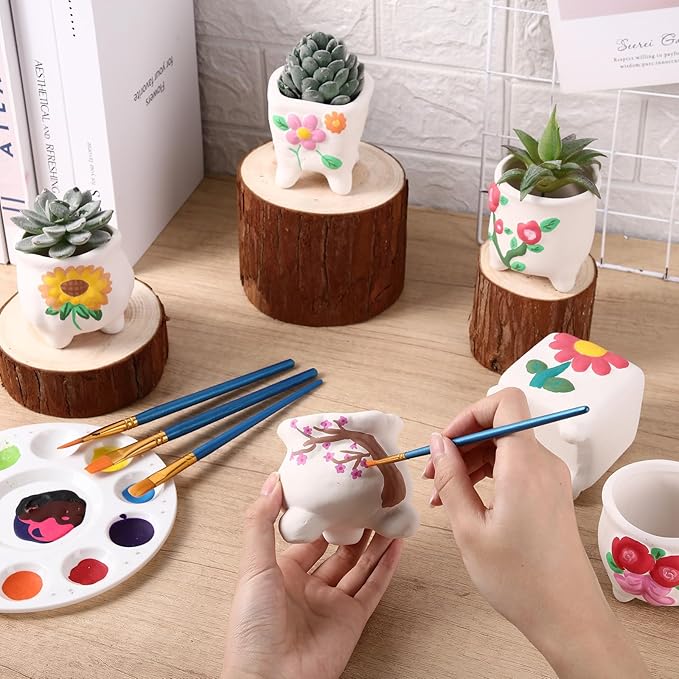 Leitee 18 Pcs Paint Your Own Ceramic Pot Bulk Fall Succulent Pots Ready to Paint Small Pot Mini Succulent Planters Pottery Painting for Spring Valentine Easter Craft(Romantic Flowers)