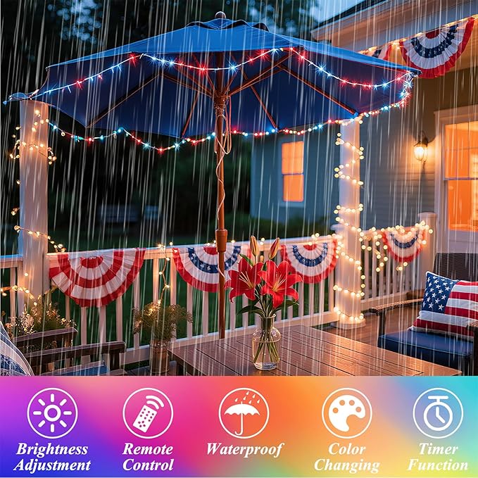 Lovelite Fairy Lights Battery Operated USB Plug in, 34 Colors Changing 33ft 100LED Easter String Lights with Remote, Waterproof Twinkle Lights for Bedroom Indoor Outdoor Party Valentine Decor