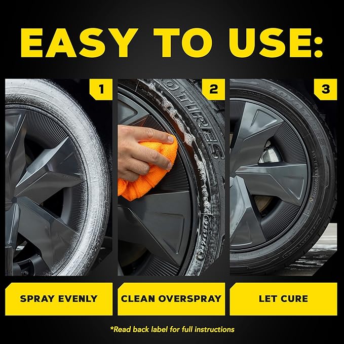 Meguiar's Hot Shine Tire Foam, High Gloss Tire Shine That Cleans, Shines, and Protects in One Step, Deep, Black Shine with Conditioners and UV Protection, Best Gifts for Car Lovers, 19 Oz Aerosol