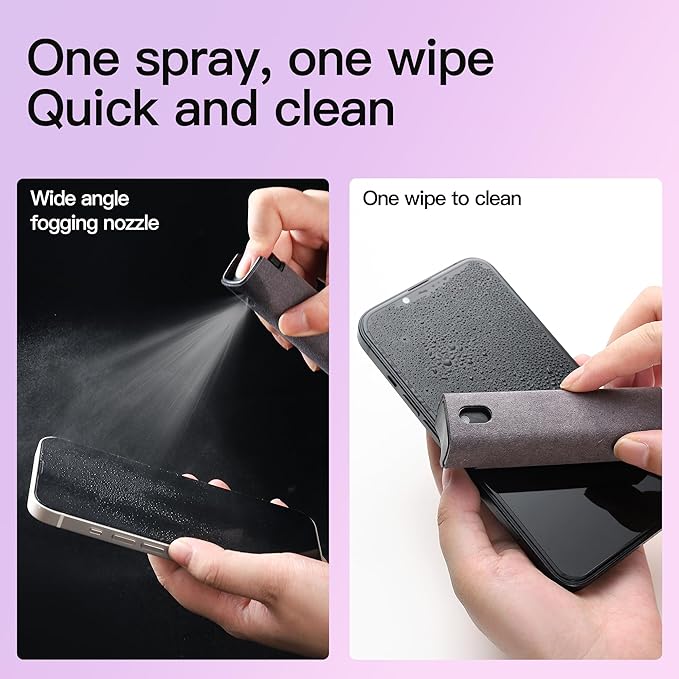 Screen Cleaner Kit 4 Pcs, Two in One Screen Cleaner Spray and Wipe, Touchscreen Mist Cleaner Spray Bottle for Phone/Laptop/Tablet/TV/Monitor/Car Screens