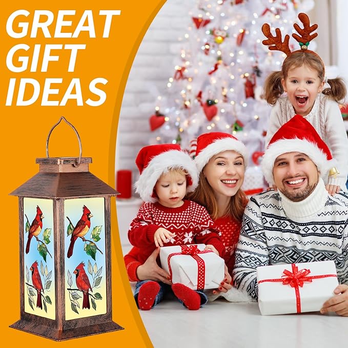 Solar Lanterns with Cardinal Theme Outdoor Waterproof Decorative Lights for Garden Birthday Gifts for Women, Mom, and Grandma Solar LED Hanging Lights for Yard, Patio, Lawn, and Porch(Limb)