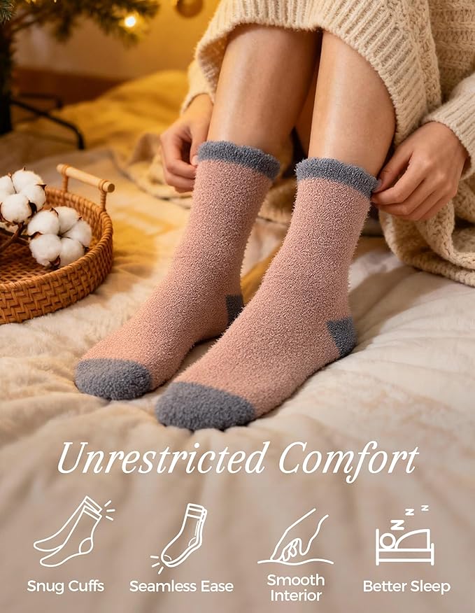 TEHOOK Warm & Cozy Valentines Gifts for Women, Fluffy Fuzzy Plush Sleeping Slipper Socks - Soft Warm Fabric