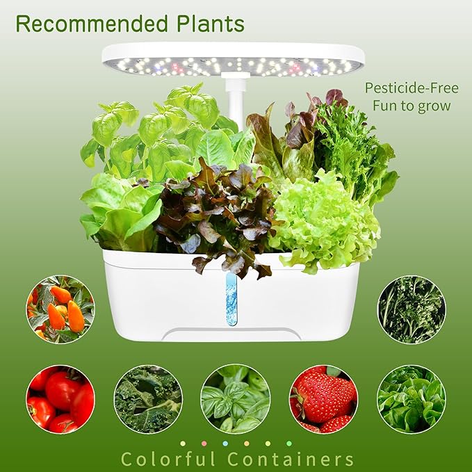 Hydroponics Growing System Indoor Garden,12 Pods Indoor Gardening System with LED Grow Light, Height Adjustable, Plants Germination Kit, Hydroponic Planter Fresh Harvest (White)