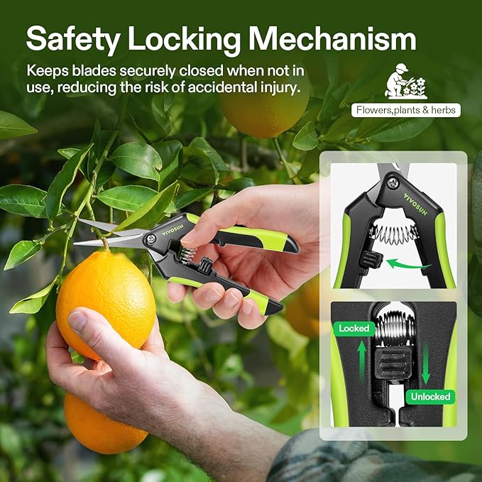 VIVOSUN Gardening Hand Pruner Pruning Shear with Straight Stailess Steel Blades (Black, Straight Blade, 3, Black)