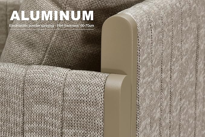 PURPLE LEAF Patio Dining Chair All-Weather Modern Outdoor Aluminum Dining Chair with Olefin Cushions Pillows for Garden Backyard Kitchen Beige